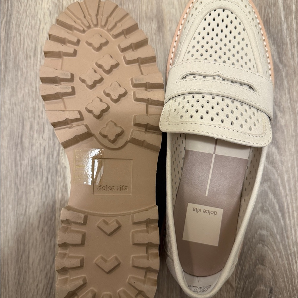 Dolce Vita Ivory Perforated Loafers - Picture 6 of 7